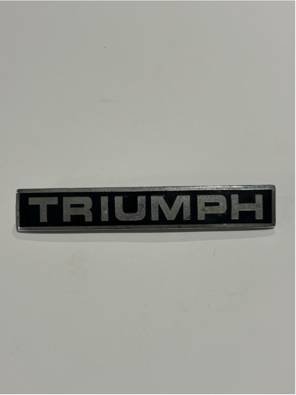 Vintage Triumph Emblem Name Badge Black Chrome Lettering Classic Car Part UK TR6